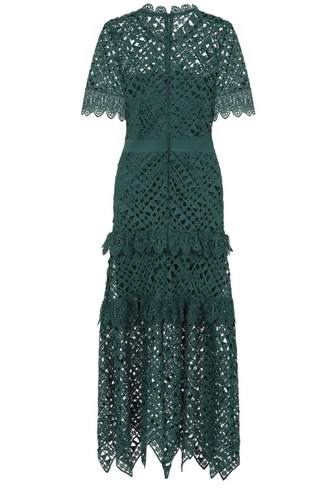 green crochet lace dress Lena Crochet Lace High-Low Midi dress main image 0