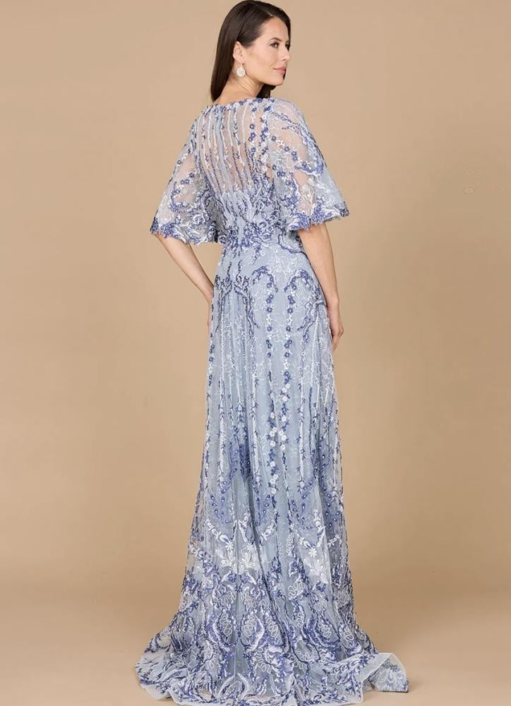 sachin and babi light blue dress Pink Embroidered Flutter Sleeve A Line Dress main image 0