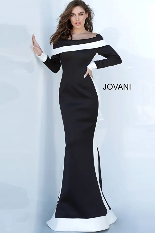 Jovani black and white long sleeve dress Juman