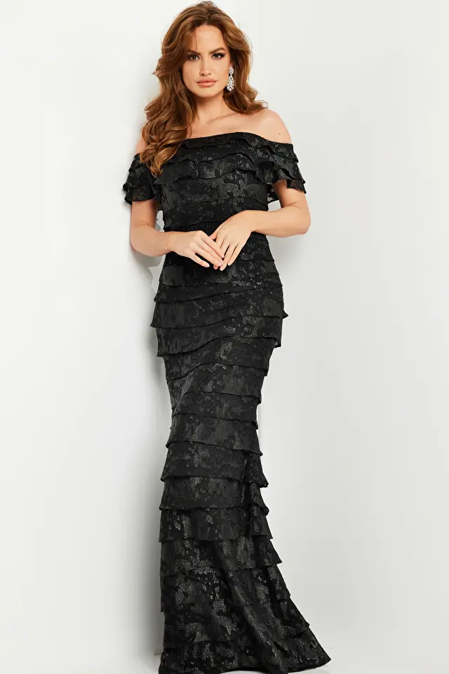 Jovani black off the shoulder evening dress Juman