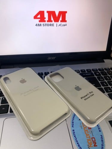 كفر ايفون اكس ماكس فضي سليكون Silver silicone case...