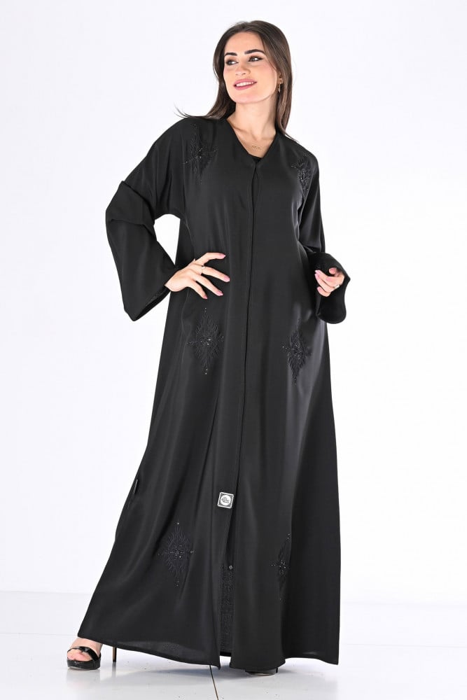 عباية بطرحة لؤلؤة مطرز ياباني