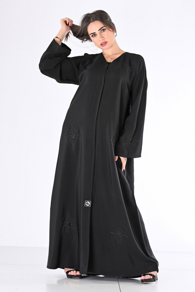 عباية بطرحة لؤلؤة مطرز ياباني