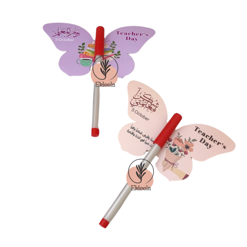 توزيعات قلم حبر جاف احمر بثيم يوم المعلم ( 12 قطعة )