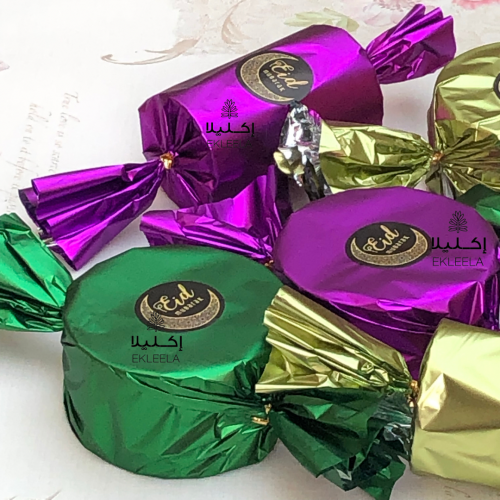 توزيعات علب الحلوى الملون مع تعبيه ( 12 قطعه )