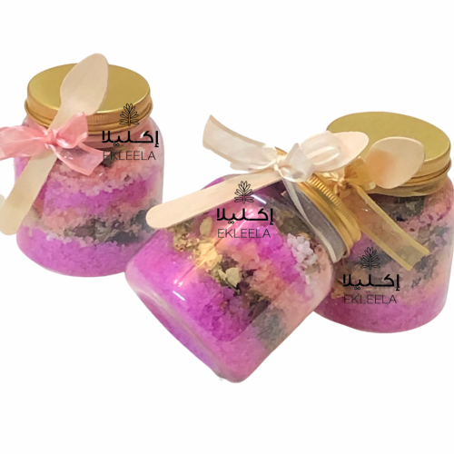 توزيعات ملح الاستحمام باللافندر والورد  ( 12 قطعه )