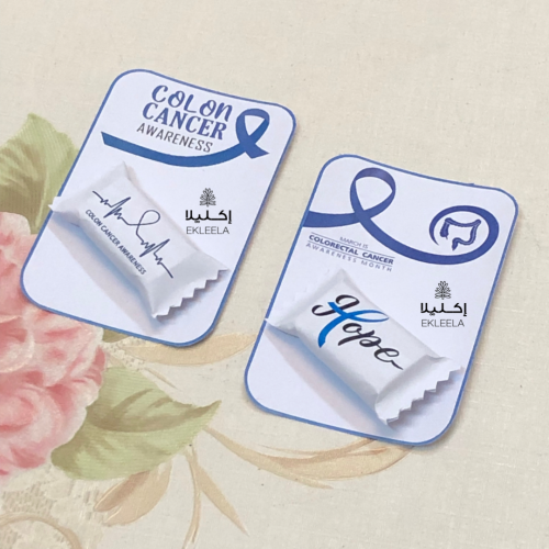توزيعات علك مع ثيم توعية بسرطان القولون والمستقيم ( 12 قطعه )