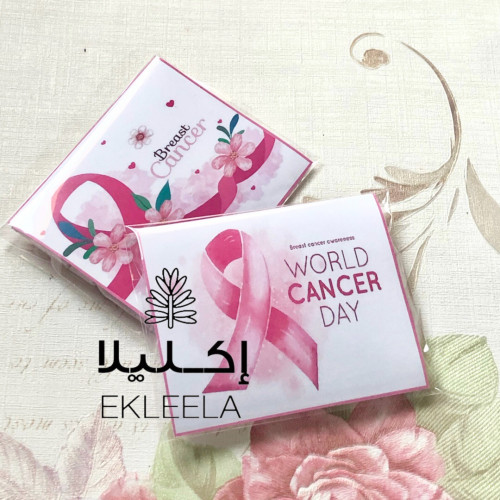 توزيعات كمامه مع ثيم توعيه بسرطان الثدي ( 12 قطعه )