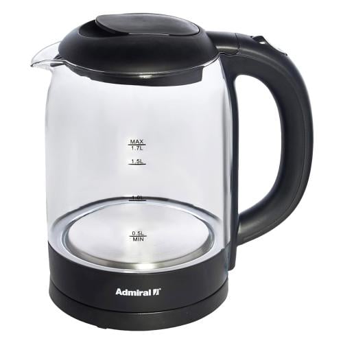 Admiral Water Kettle 1.7L Glass Kettle Manual Lid 1.7L 220-240V 2200W Transparent Made in China ADKT170G