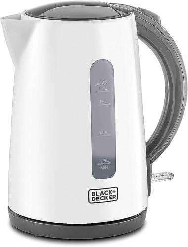 Black & Decker 2200W 1.7L Cordless Electric Kettle with Water Level Indicator, Removable Filter, Auto Shut-Off, 360° Swivel Cord Design, Ideal for Warm Beverages, JC70-B5
