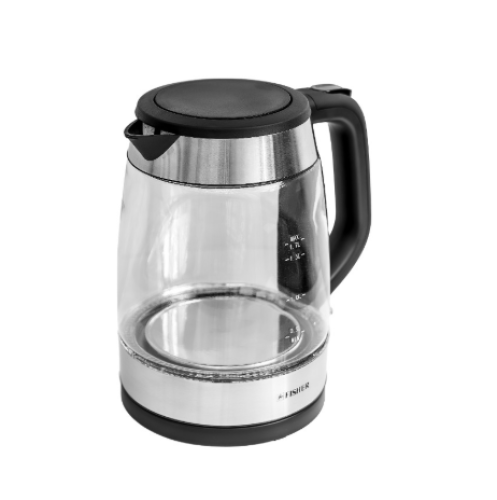 غلاية ماء فيشر  1.7 لتر زجاج مع منبه ضوء ازرق 2200 واط   صنع في الصين FK17GLL