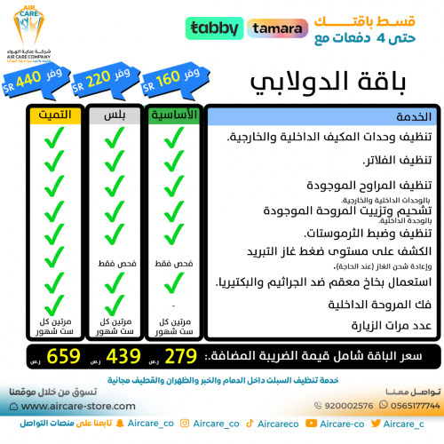 خدمة تنظيف عناية الهواء - 1 سنة - فريق عناية الهوا...