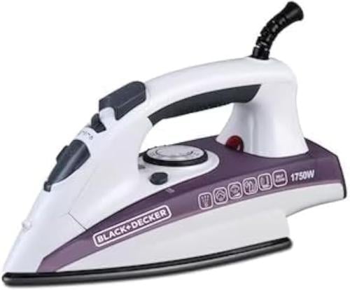 Black & Decker 1750W Steam Iron, Ceramic Coated Soleplate, Removes Stubborn Creases Quickly and Easily - X1750-B5
