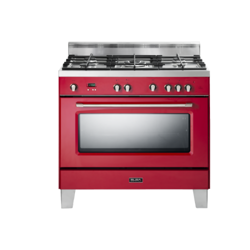 طباخ قائم البا  90 سم  فرن البا 90 سم 5 عيون هيفي ديوتي لون احمر +صمام امان +اشعا ذاتي غاز صنع في ايطاليا 9SVXRR 888