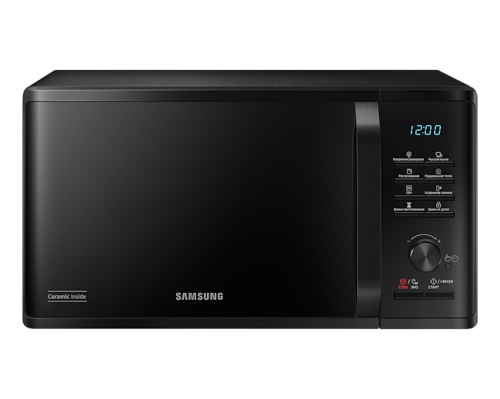 مايكرويف كهربائي سامسونج 0 23 لتر 0 قفل أطفال من السيراميك المطلي بالمينا من سولو مستقل بلمسة نهائية وقرص 0 صنع في ماليزيا MS23K3515AK/ZA