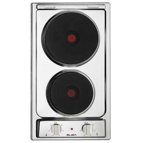 Elba Built-in Electric Hob 30cm Stone Surface 2 Electric Burners (One with Red Dot) Made in Italy AS E30-020 X
