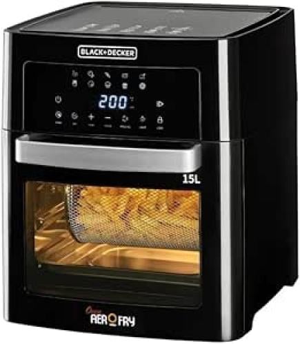 Black & Decker 15L Air Fryer Oven Aerofry 15L 0 15L Air Fryer Oven - 1700W Power Digital Touch Control 10 Preset Functions Rapid Air Heating - Ideal for Large Meals Smoke-Free Cooking - Black 0 Made in China AOF150-B5