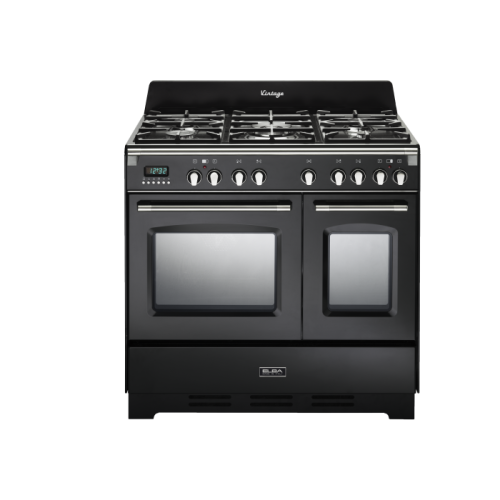 طباخ قائم البا  90 سم  فرن البا 90 سم 5 عيون غاز لون اسود  مع فرنين كهربا غاز صنع في ايطاليا AS 9T VBB 634  50MB