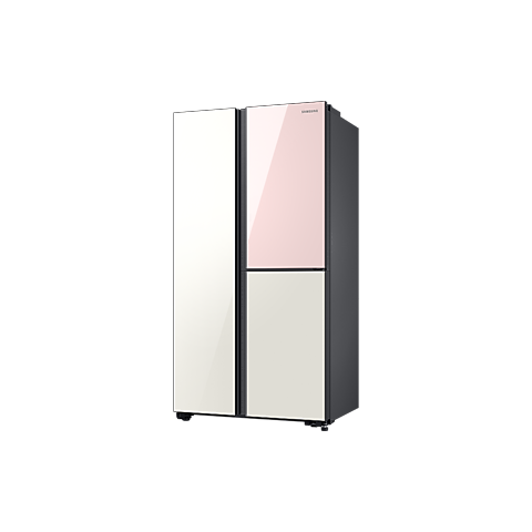 ثلاجة بابين جنبا الى جنب  سامسونج - 22.6 قدم اللون الوردي/الأبيض  تبريد أحادي - قناة تبريد معدنية - تكنولوجيا الفضاء - العاكس الرقمي  انفرتير صنع في الصين RH62A50E16C/ZA