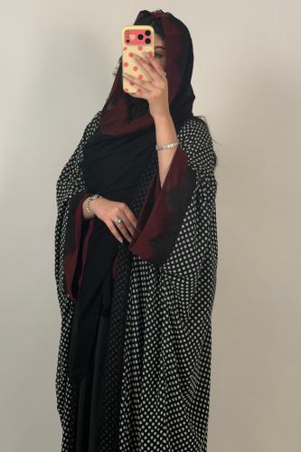 شيفون منقط اسود دبل فيس