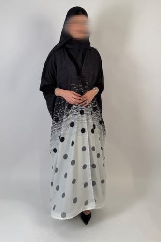 منقط اسود وابيض اكمام سترتش