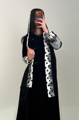 مخمل  دانتيل منقط ابيض#555