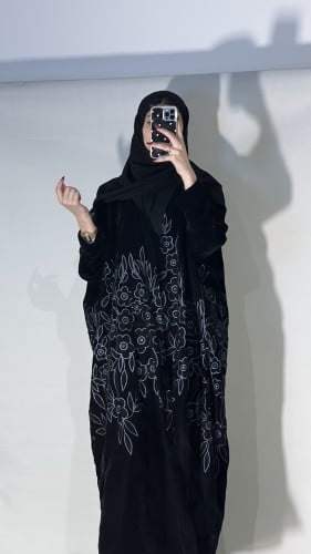 بشت مخمل مطرز كحلي