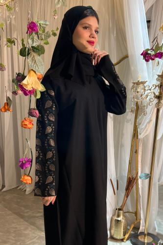 عباية بتطريز اخضر ذهبي