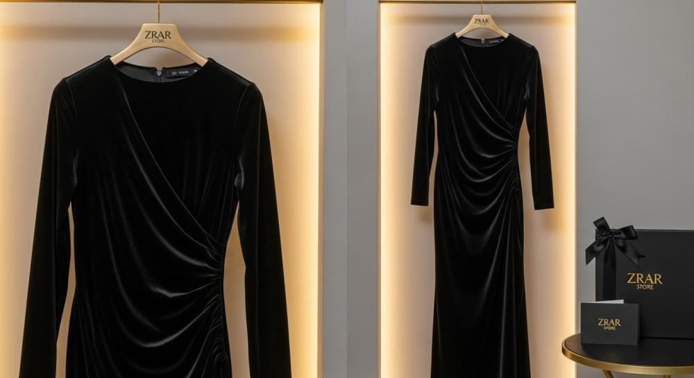 موديلات فساتين مخمل اسود-زرار ستور