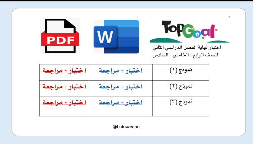 بكج اختبار نهاية الفصل الدراسي الثاني -Topgoal