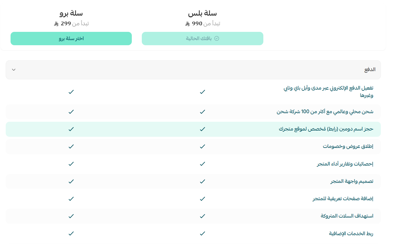 باقات المتجر- اختر الباقة المثالية لتجارتك