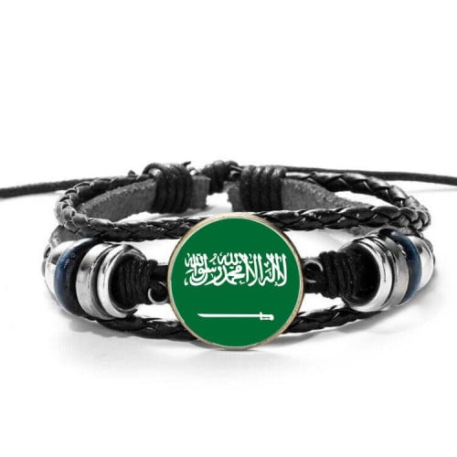سوار من الجلد متعدد الطبقات بعلم المملكه العربيه ا...