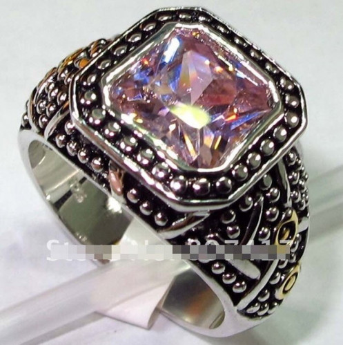 خاتم نسائي مطلي بالفضة ومزين بالزركون الكوبي مقاس 8 أمريكي