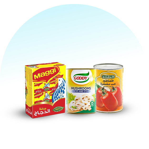 فطر وطماطم مقشر وماجي