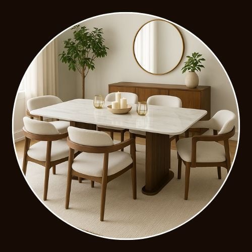 طاولات طعام  رخام خشب