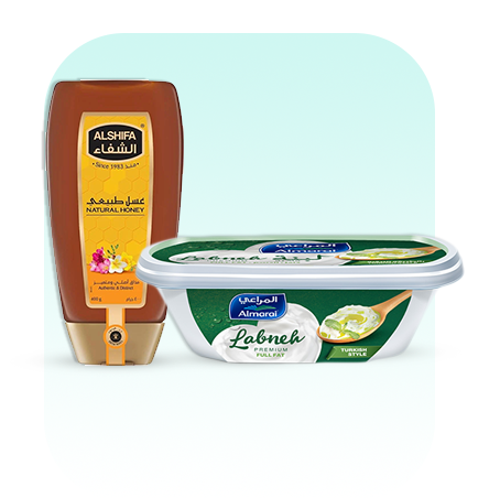 لبنه عسل وطحينه ومربى