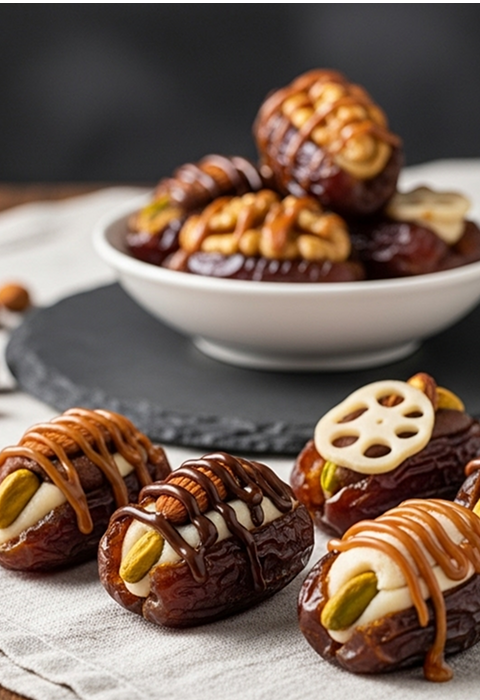 تمورنا المحشية بالمكسرات واللوتس… نكهة أصيلة بلمسة عصرية تذوب في الفم