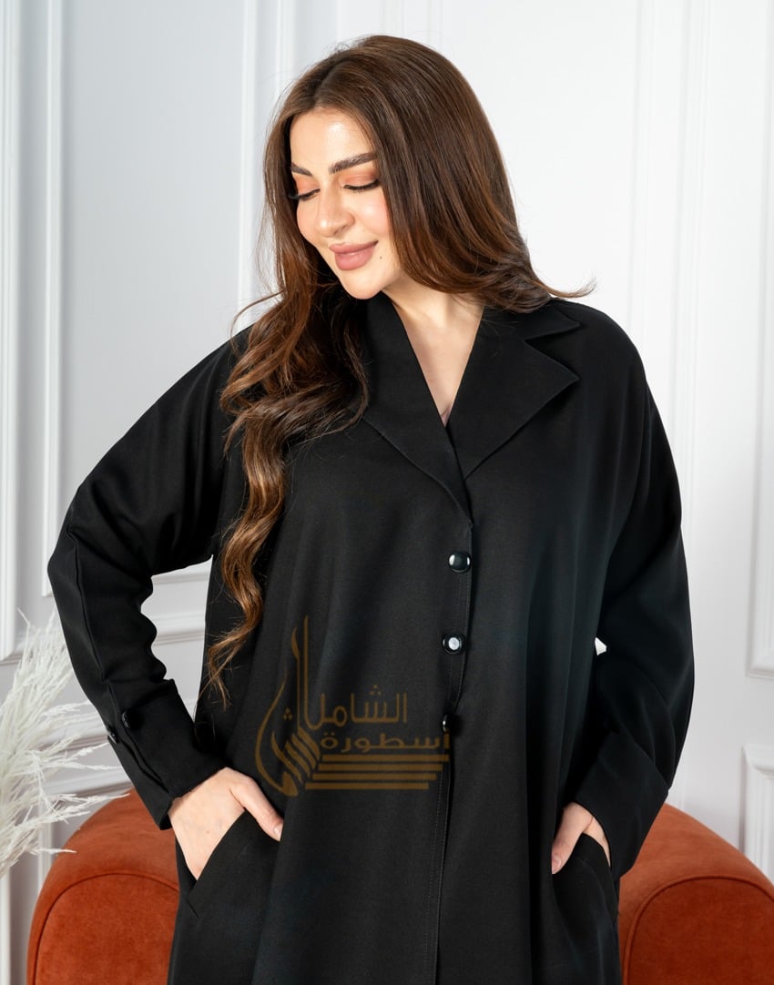 عبايه راقيه بازرار اماميه بارزه مع اضافه جيبوب