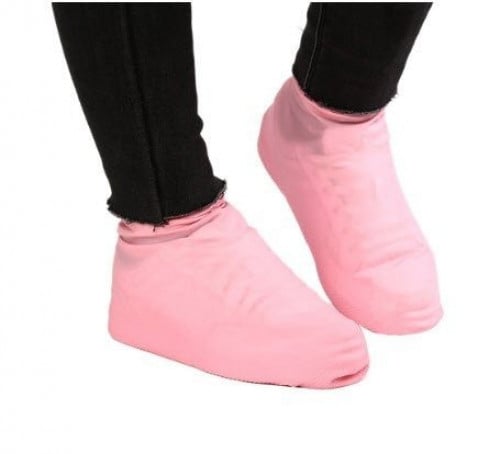 غطاء الاحذية للماء والامطار وردي من السيليكون