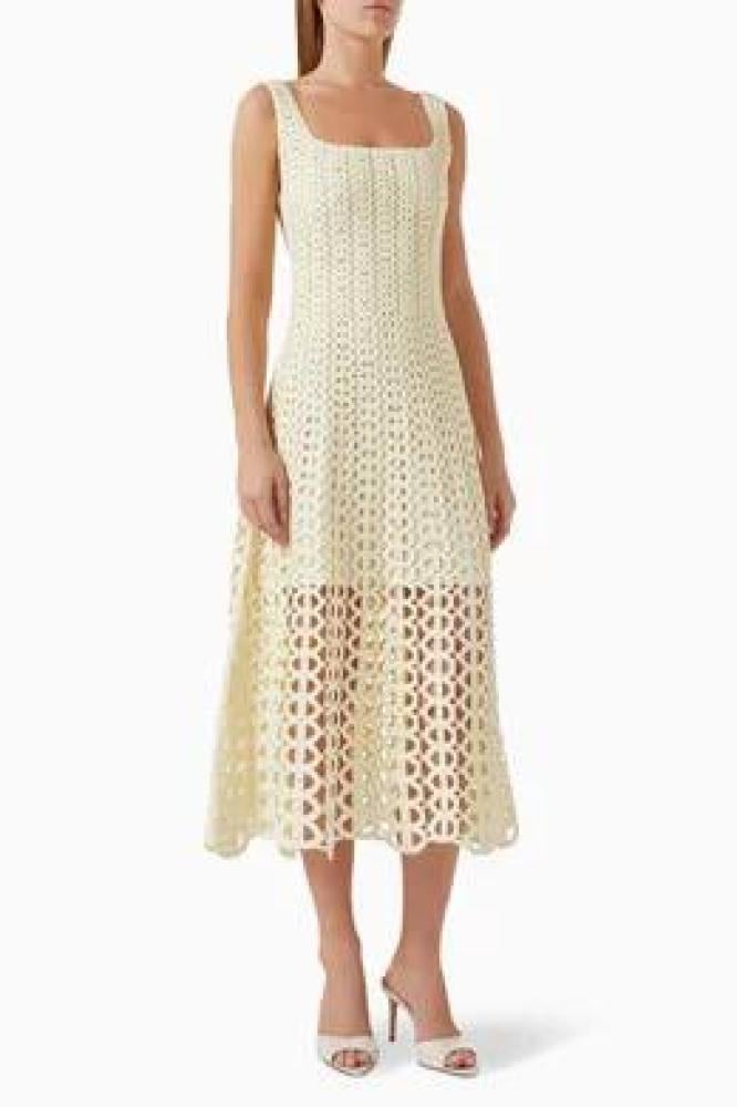 فستان اصفر شبكي