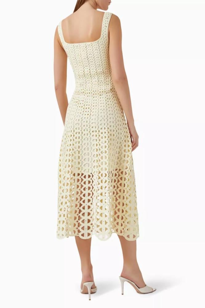 فستان اصفر شبكي