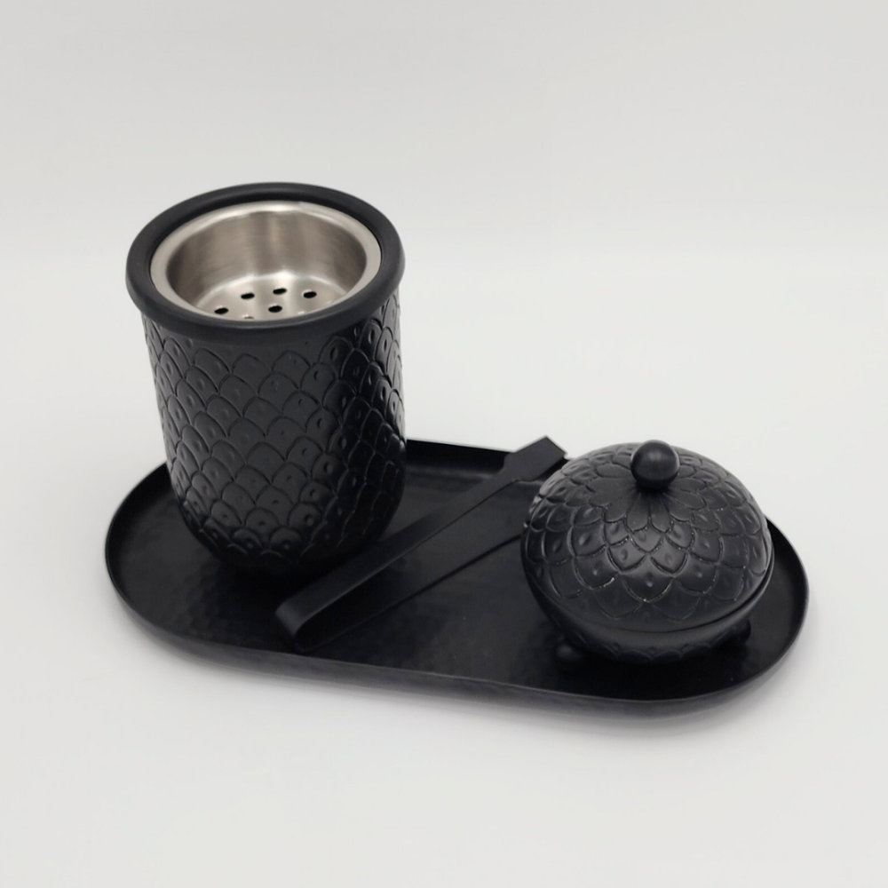 طقم بخور فاخر من مبخرة وصينية وملقاط وعلبة دخون | تصميم عصري فخم من لاغت