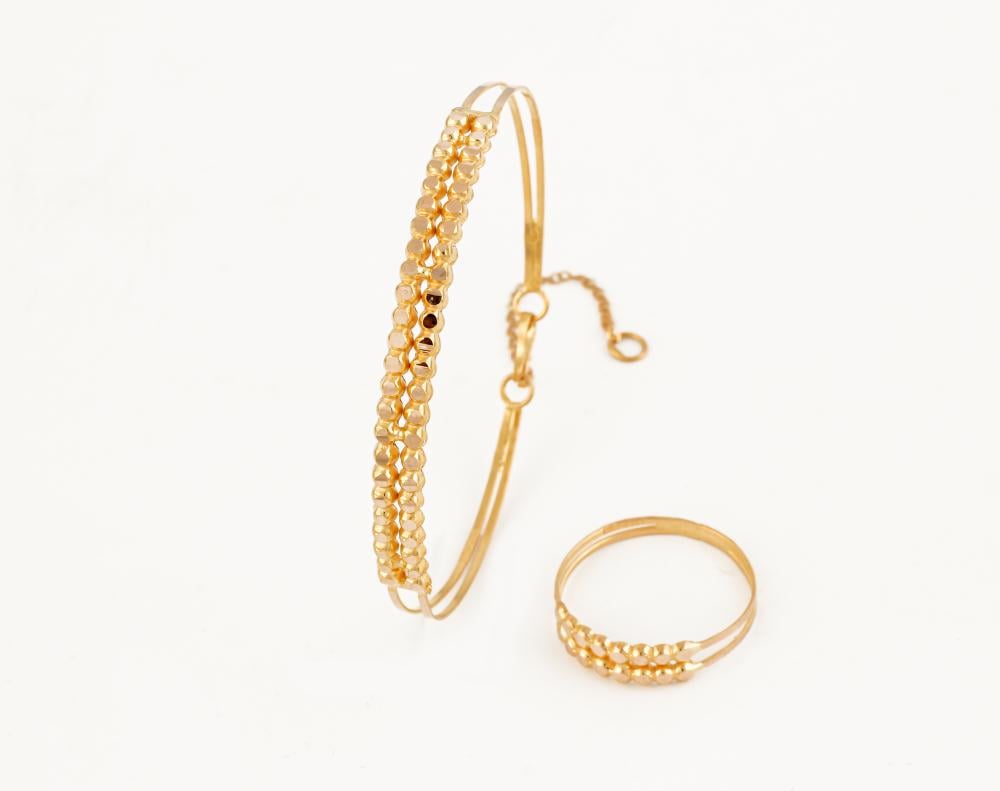 سوارة مع خاتم تصميم دوريكا دورين عيار 21 فرع(3)- عيار21