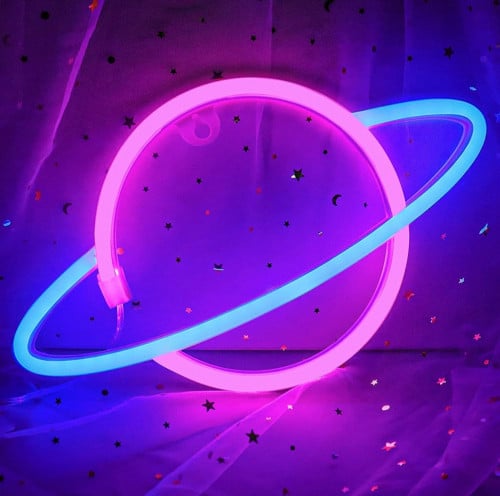 اضاءة نيون بشكل كوكب ,USB,LED