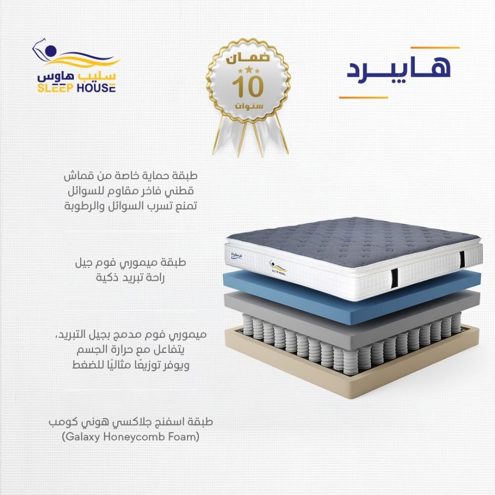 مرتبة هابيرد|HYPRID|ميموري جيل |قماش مقاوم للسوائل |ضمان 10 سنوات
