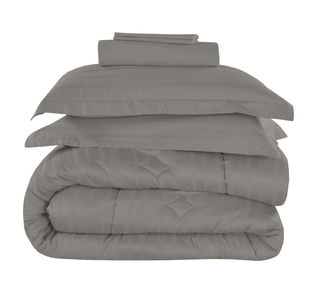 طقم بيت لحاف كانون ساتان 4 قطع نفر GREY