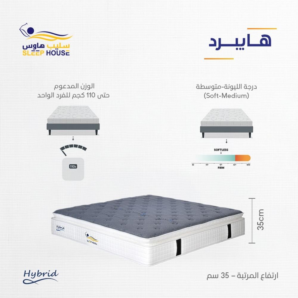 مرتبة هابيرد|HYPRID|ميموري جيل |قماش مقاوم للسوائل |ضمان 10 سنوات