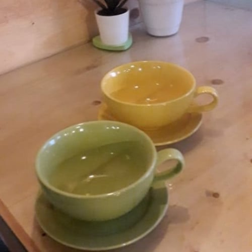 كوب لاتيه و صحن سيراميك