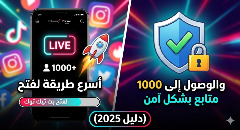 أسرع طريقة لفتح بث تيك توك (Live) والوصول إلى 1000 متابع بشكل آمن (دليل 2025)