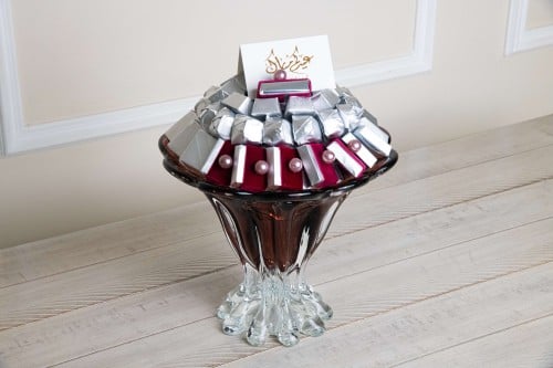 فازة عسلي قاعدة قزاز شوكولاتة مغلفة فضي فقط